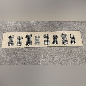 Sigrid Olsen Easter Holiday Bunny Table Runner Black White Tan Fabric 70x14
